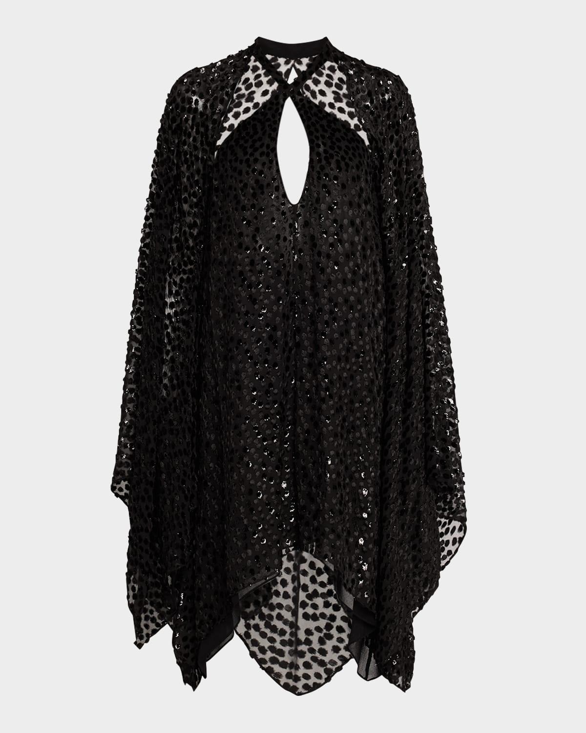 crossover cutout long-sleeve mini dress