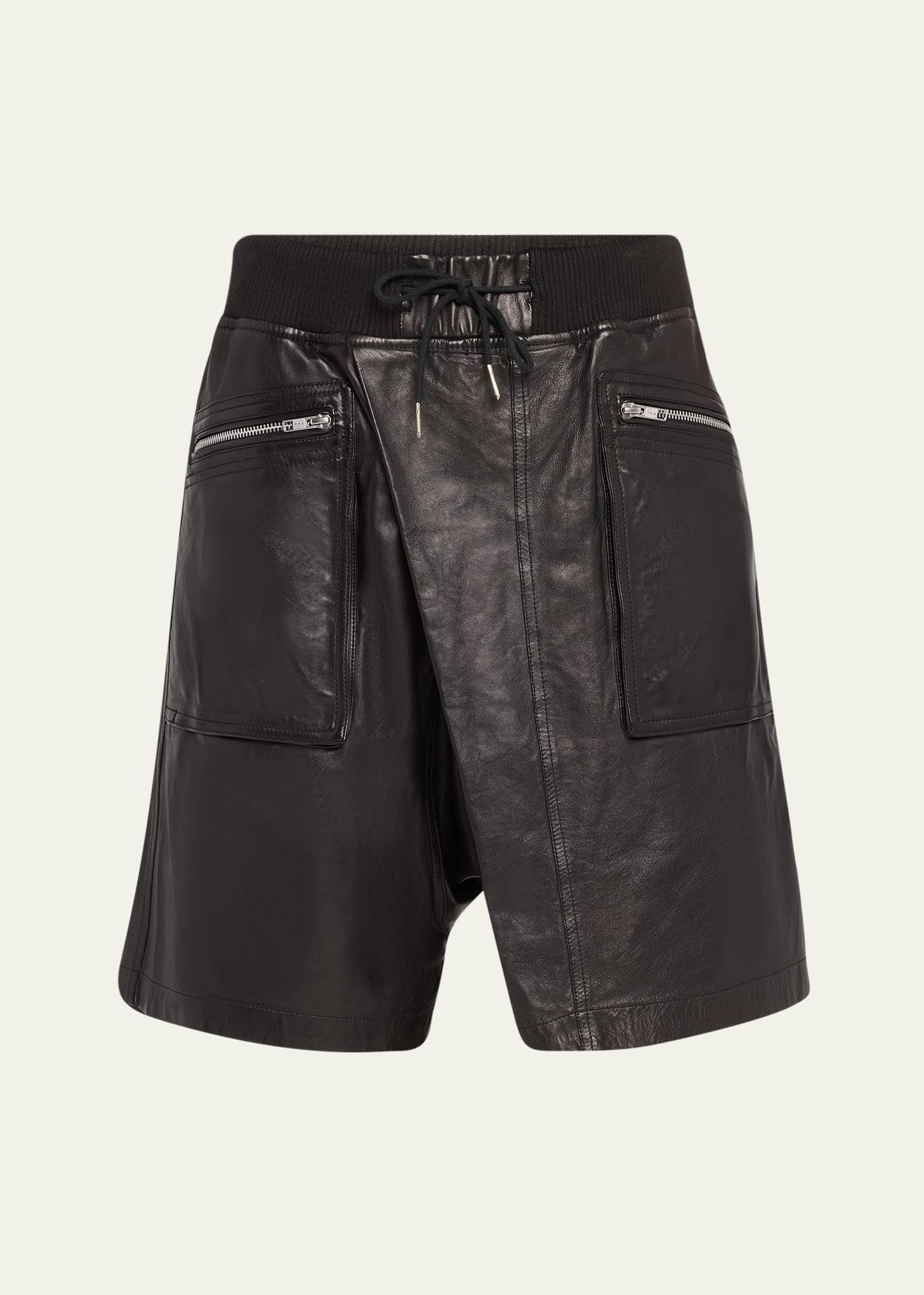 crossover leather shorts