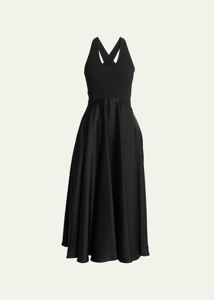 crossover open-back sleeveless midi dress