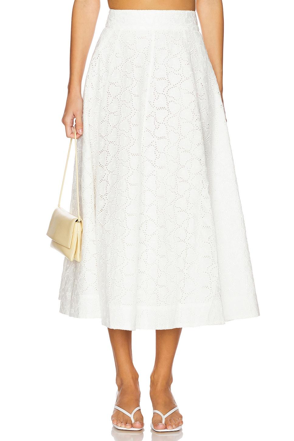 crush embroidered midi skirt