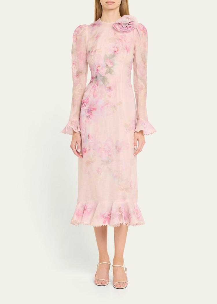 crush flower midi dress