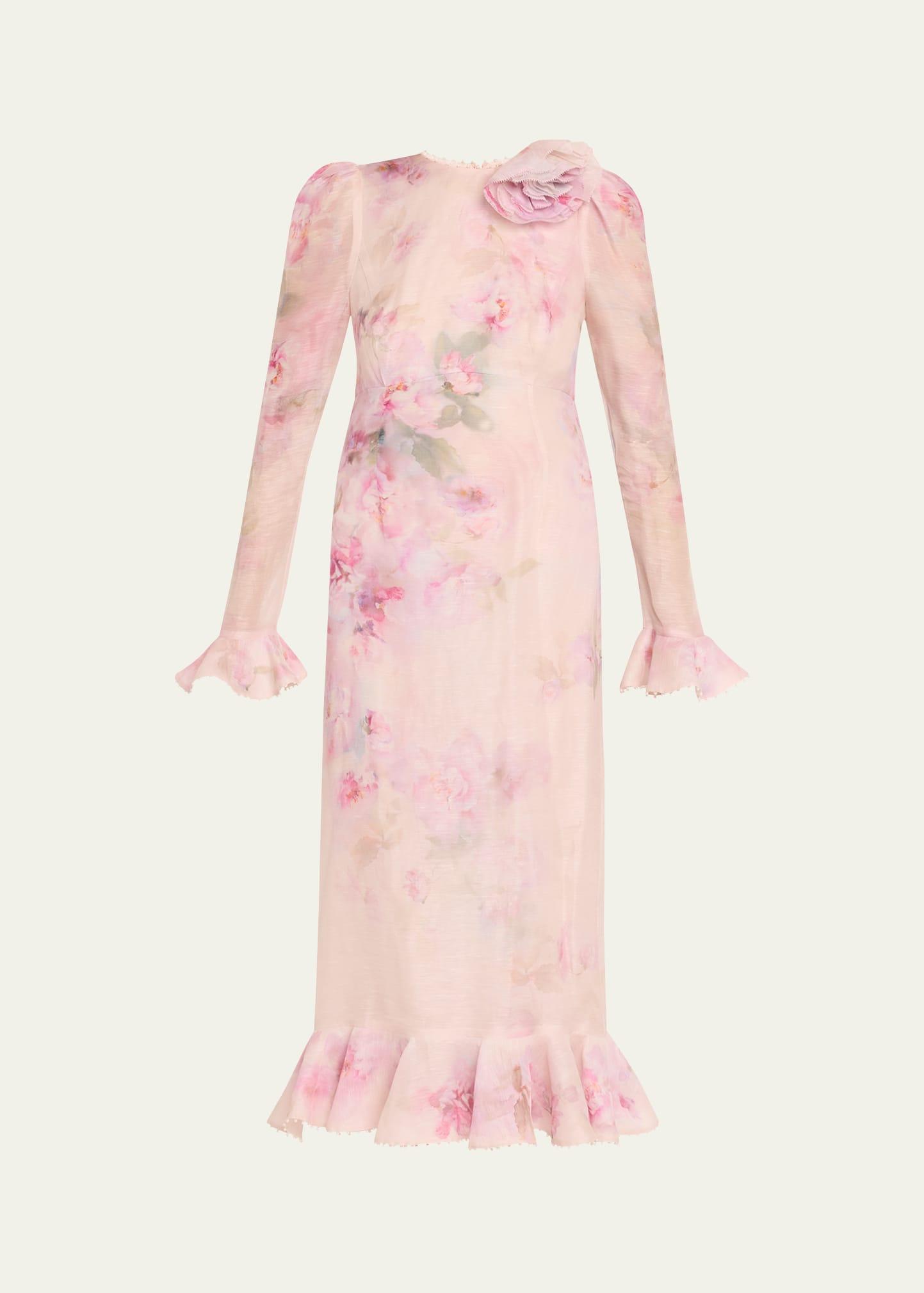 crush flower midi dress
