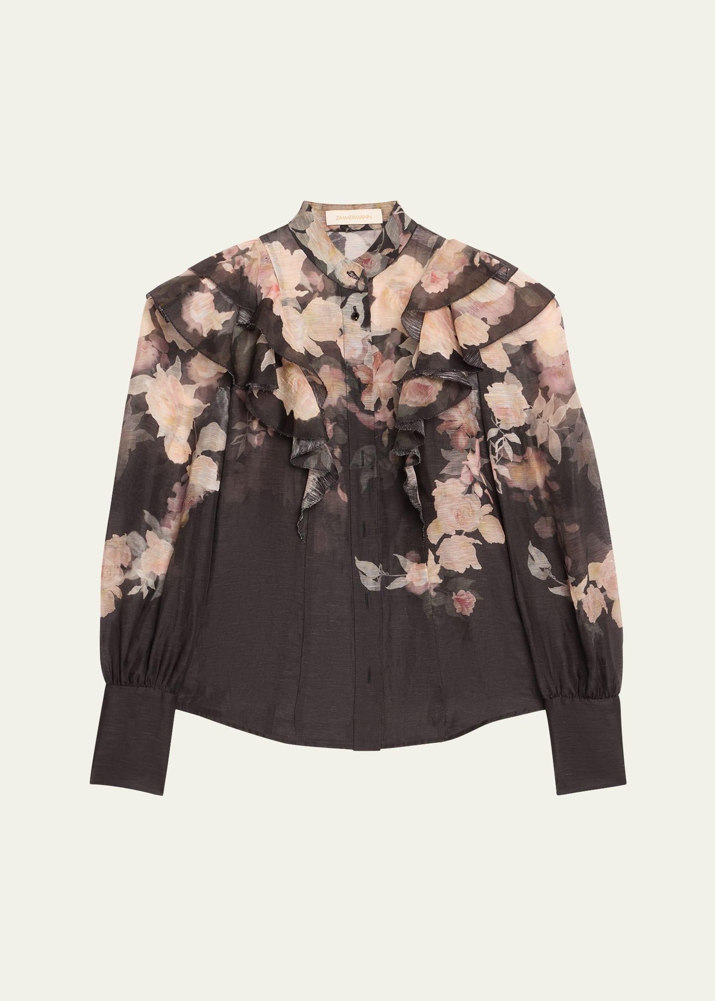 crush frill-sleeve blouse