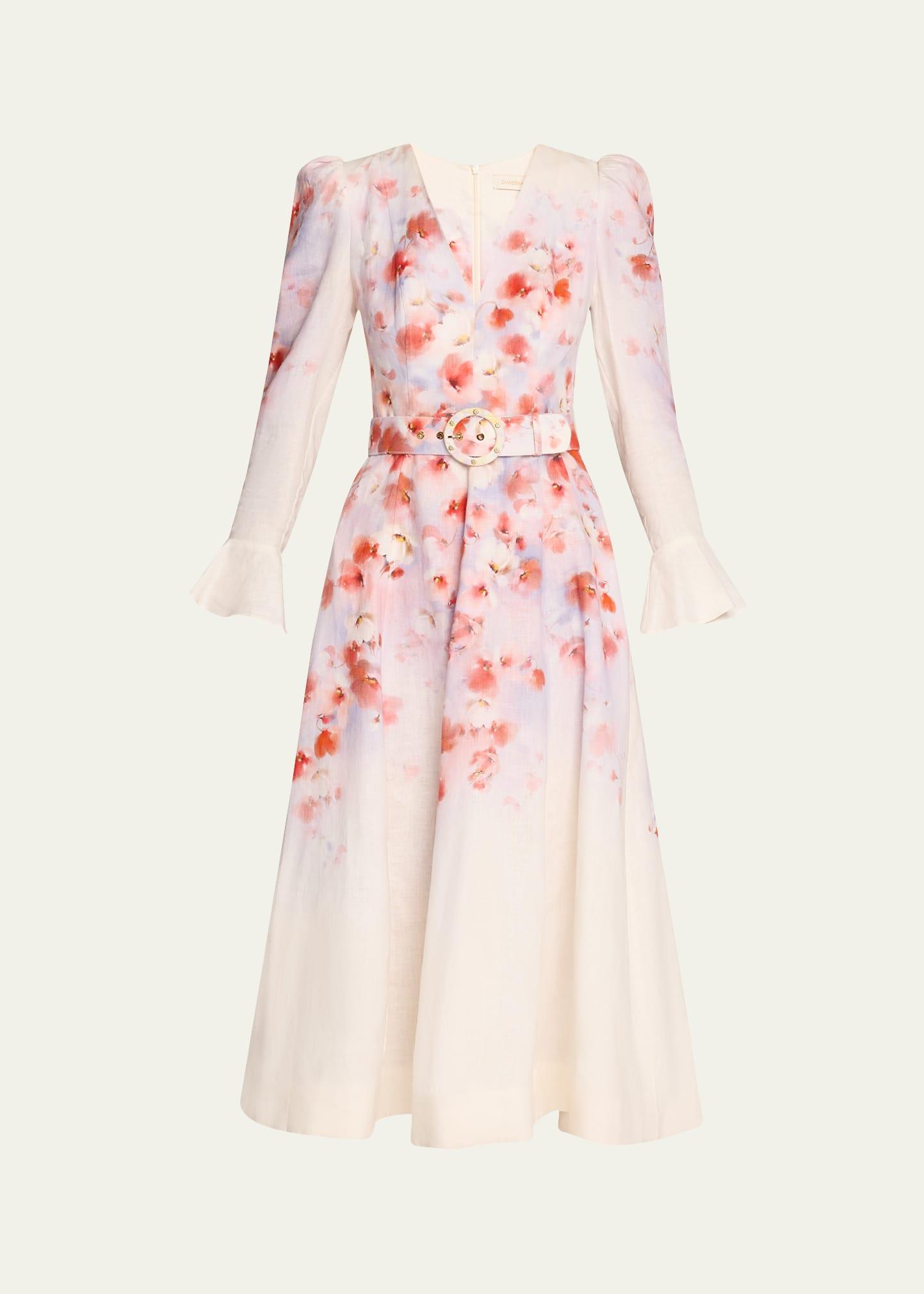 crush frill-sleeve midi dress