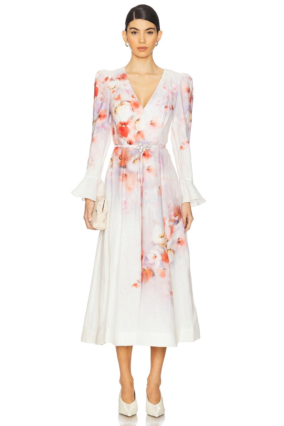 crush frill sleeved midi dress