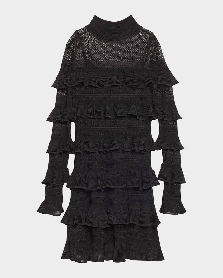 crush high-neck frilled mini dress
