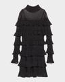 crush high-neck frilled mini dress