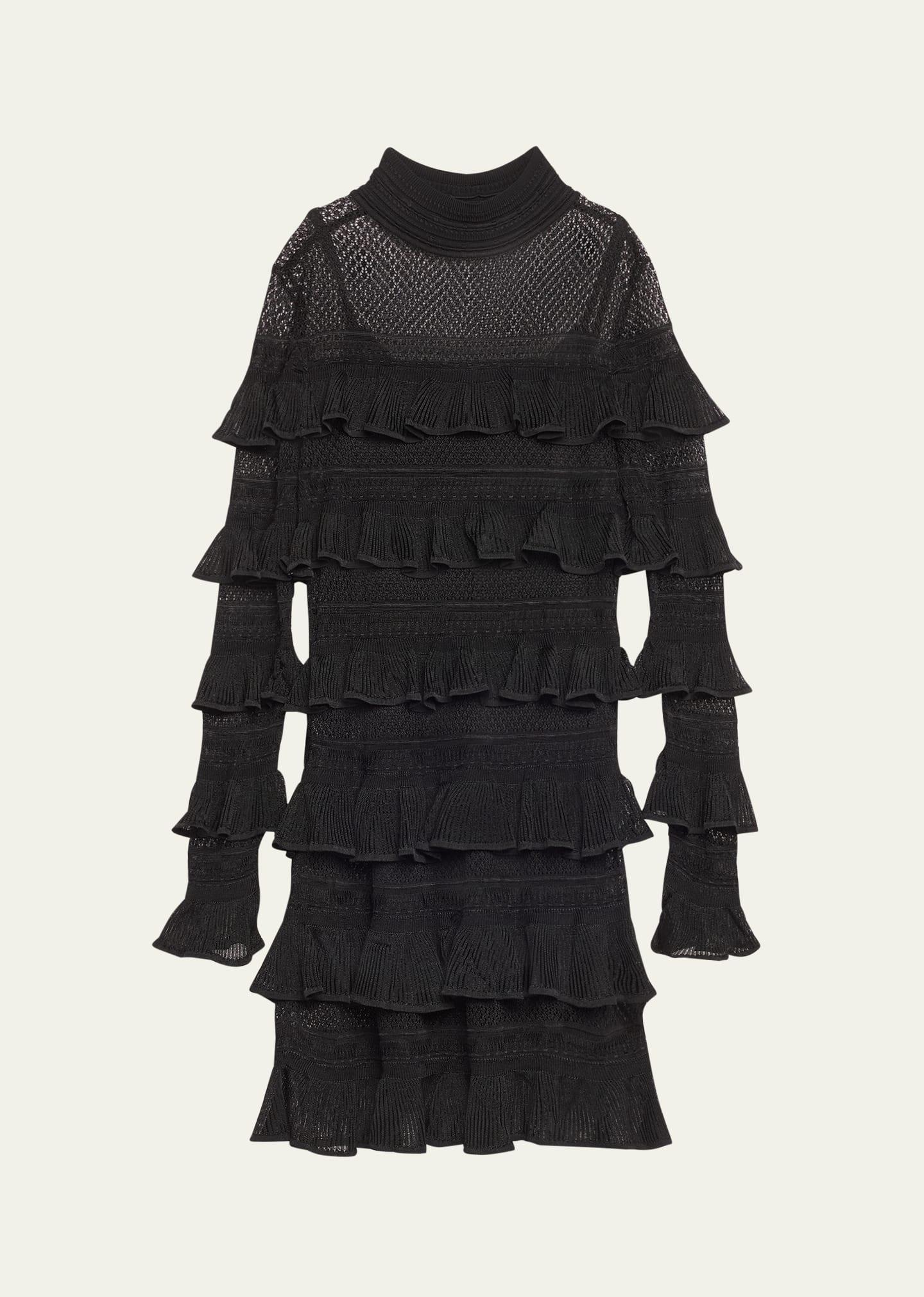 crush high-neck frilled mini dress
