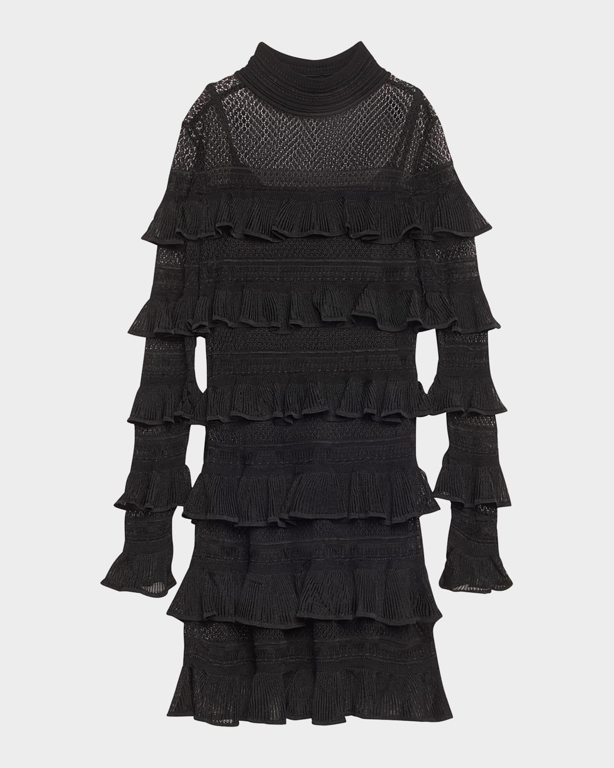 crush high-neck frilled mini dress