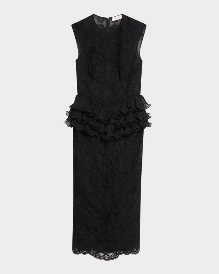 crush lace frill midi dress