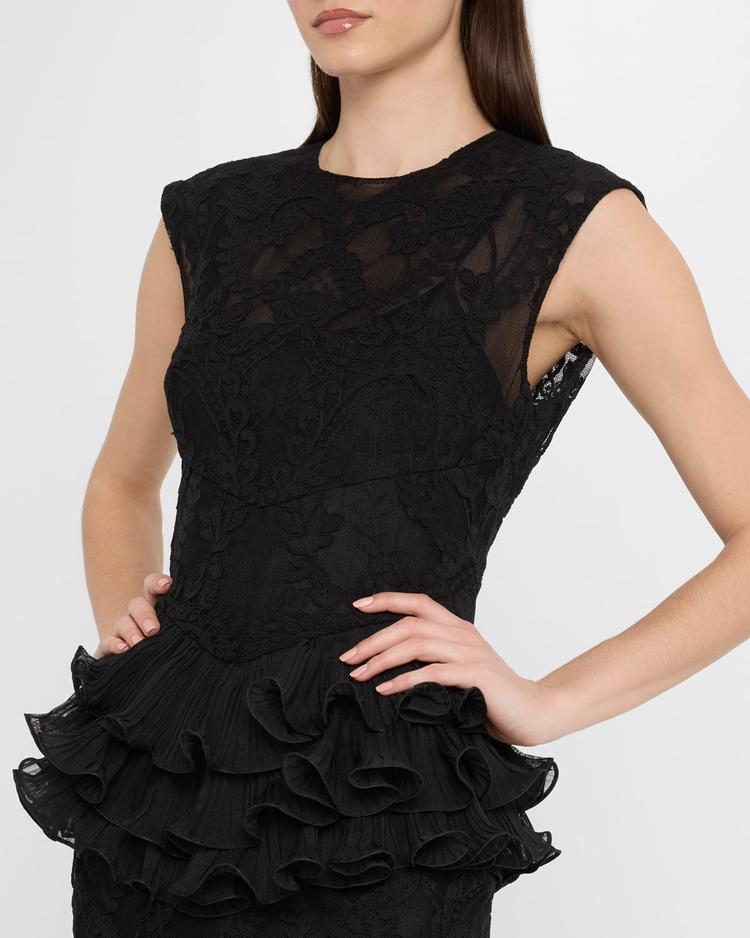 crush lace frill midi dress