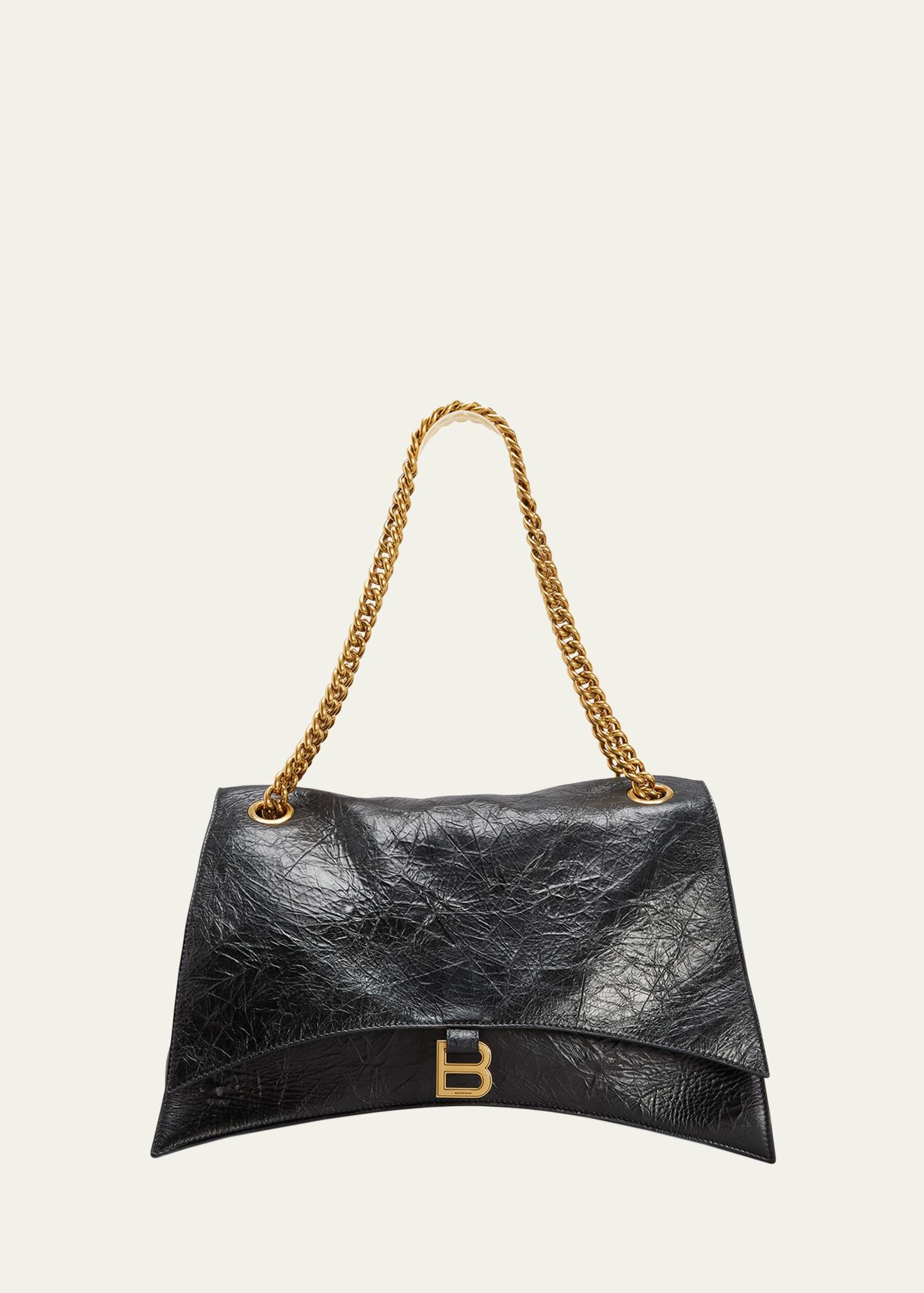 crush large crinkled leather chain shoulder bag