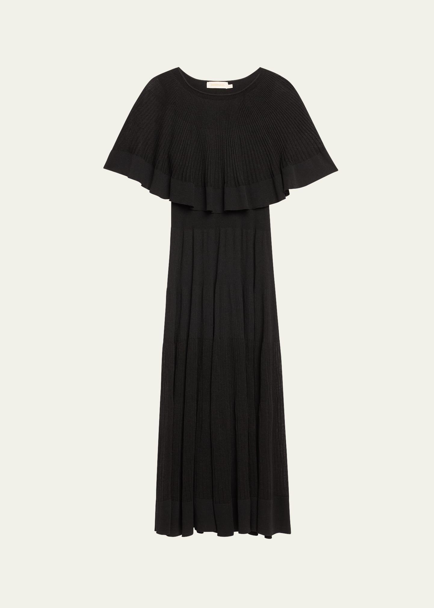 crush pleated cape maxi dress