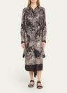 crush printed silk shirtdress