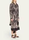 crush printed silk shirtdress