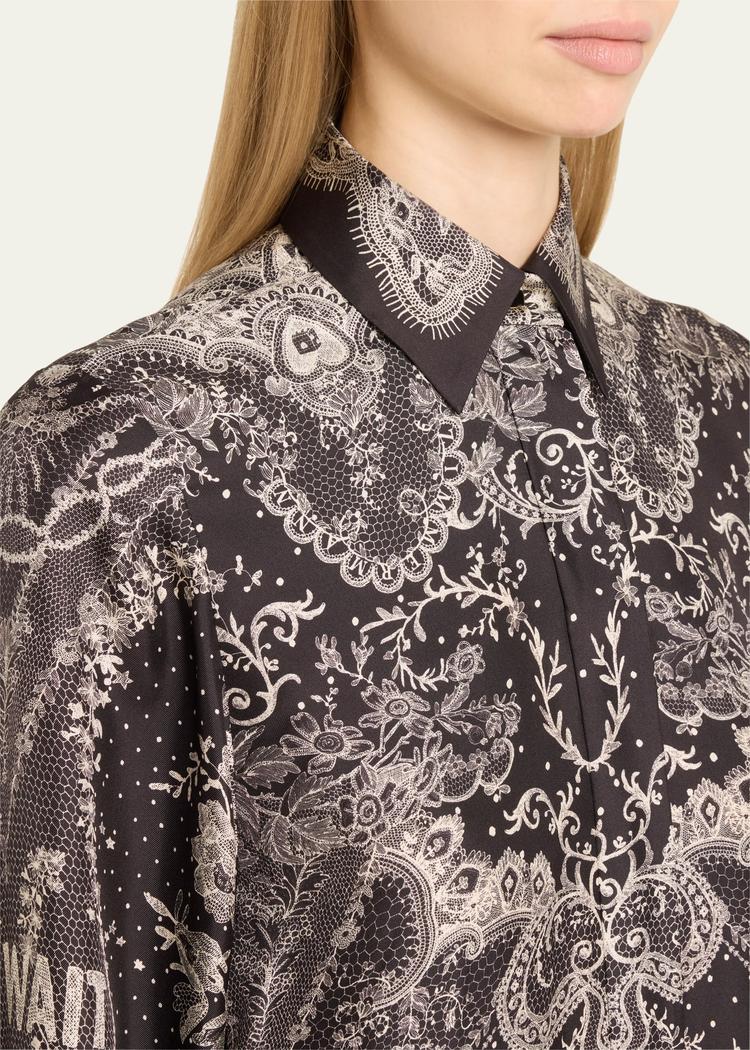 crush printed silk shirtdress