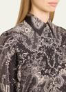 crush printed silk shirtdress