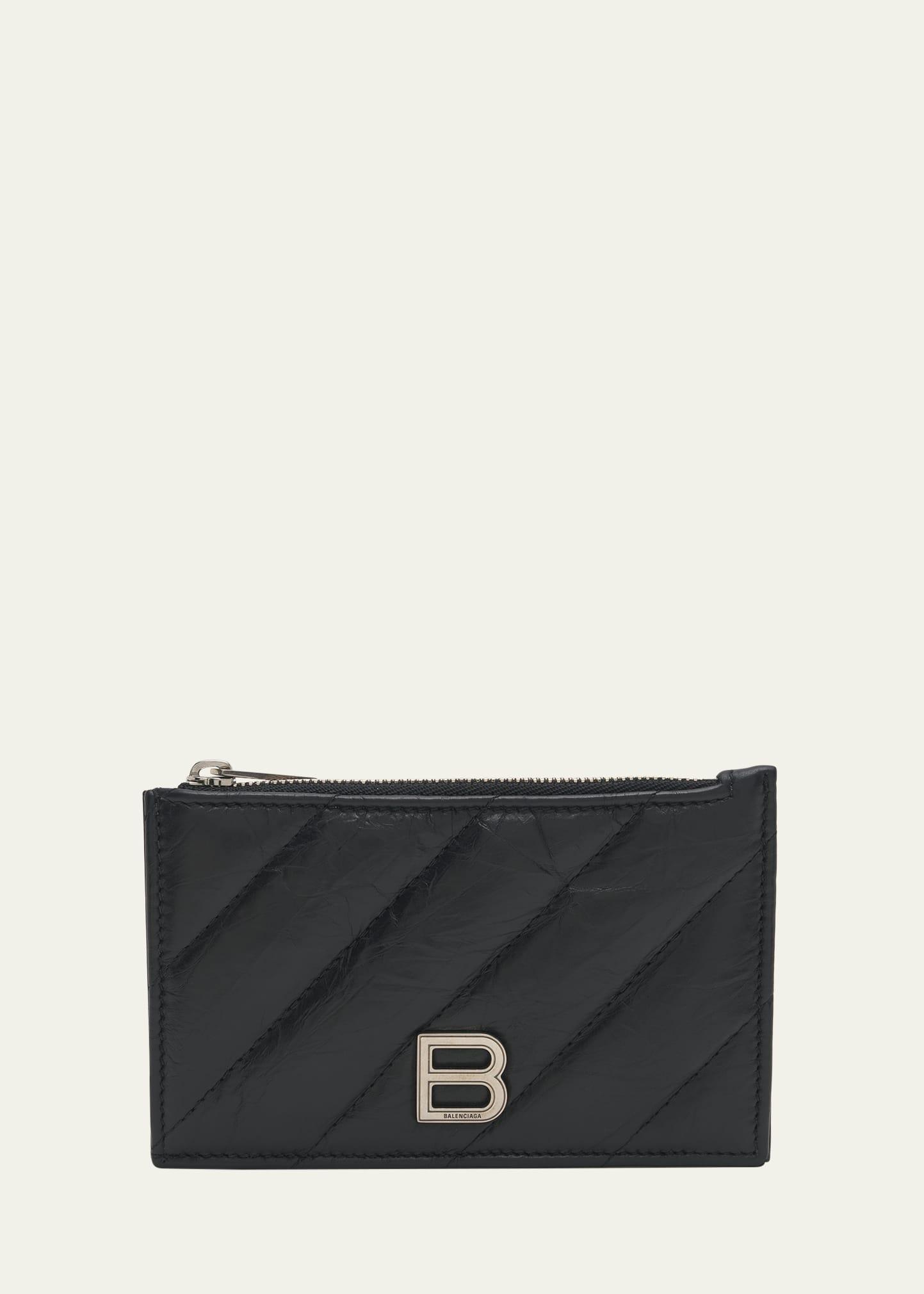 crush quilted leather card holder