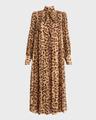 crush tie neck leopard midi dress