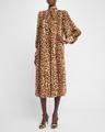 crush tie neck leopard midi dress