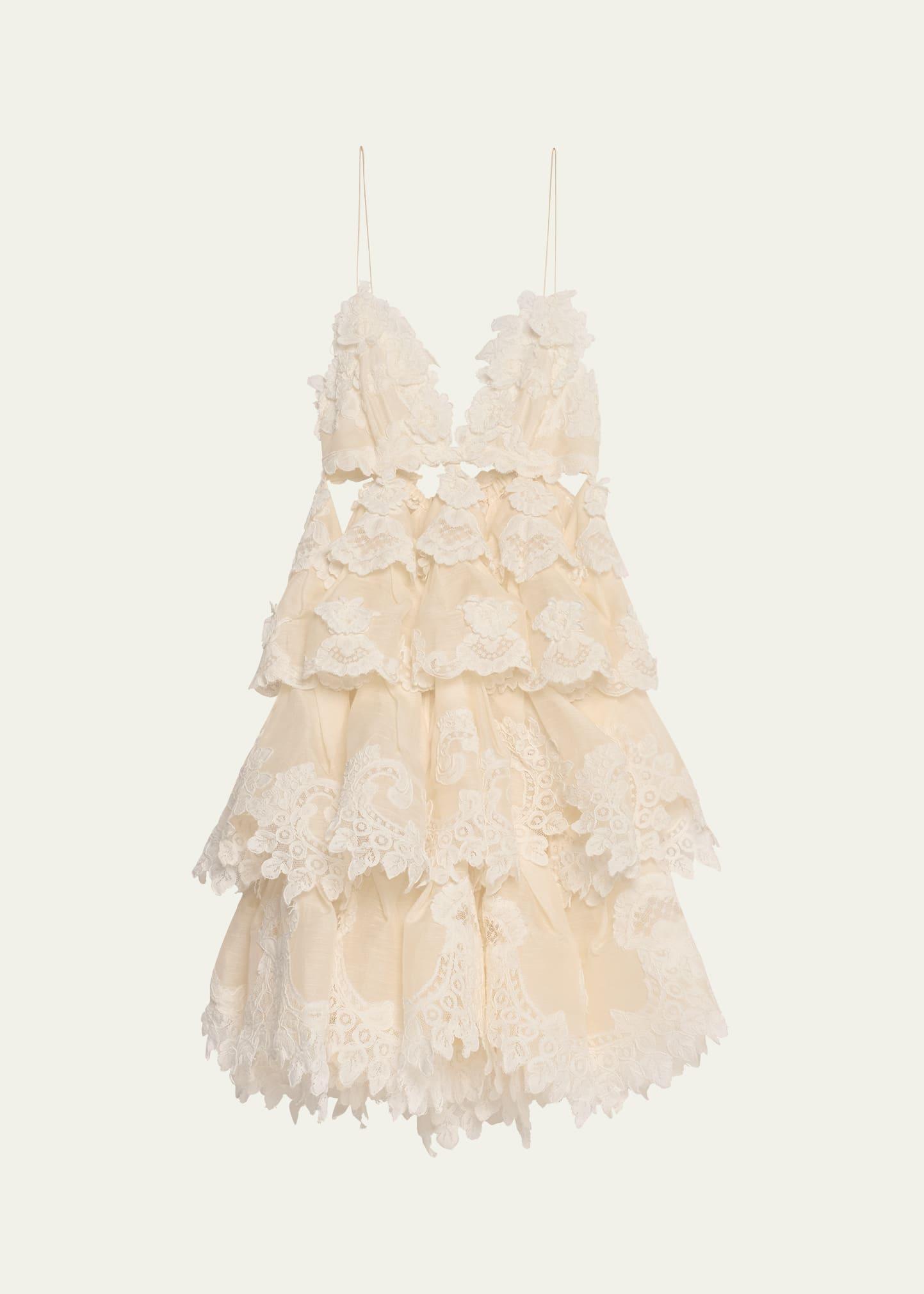 crush tiered lace mini dress