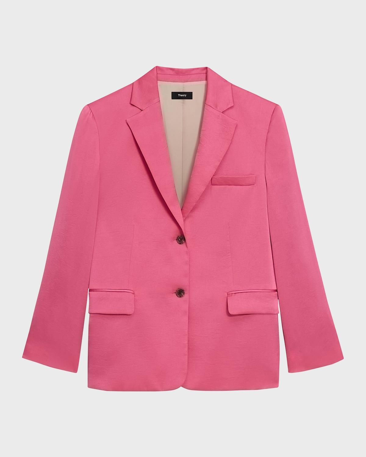 crushed satin two-button blazer