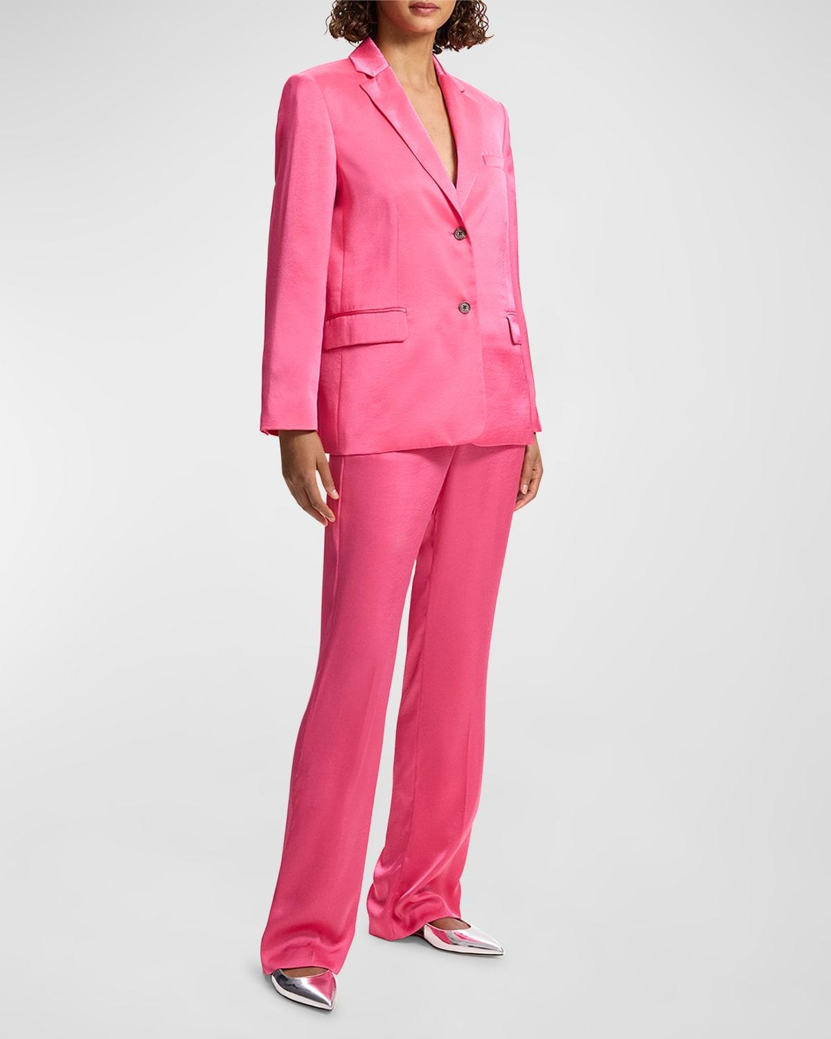 crushed satin two-button blazer