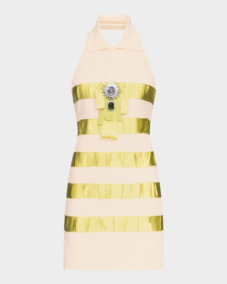 crystal bow mini polo dress