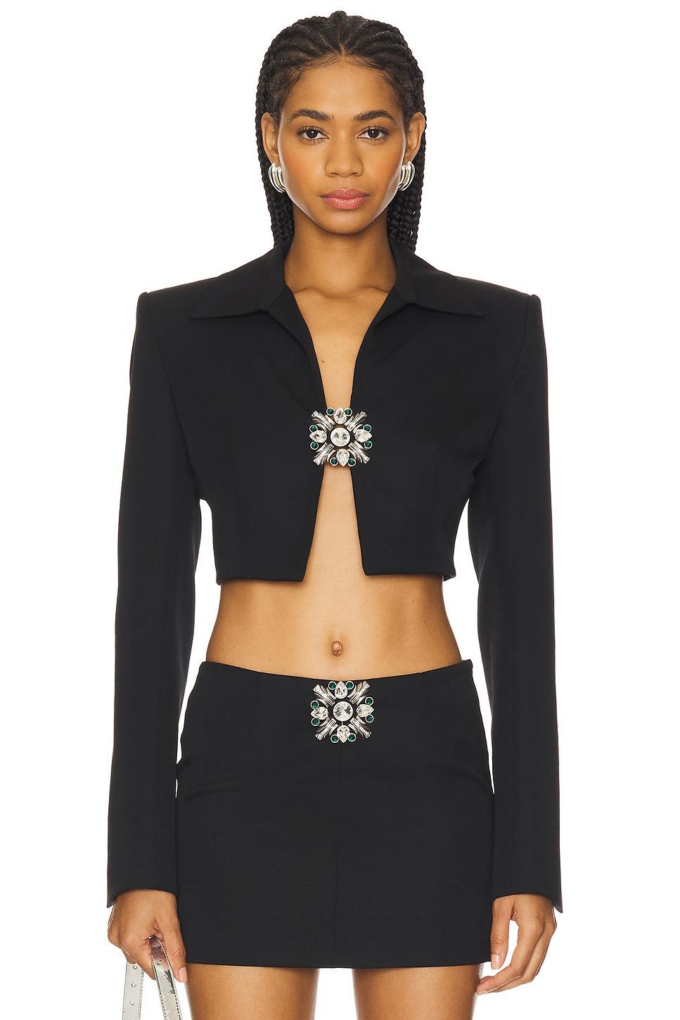 crystal brooch cropped jacket