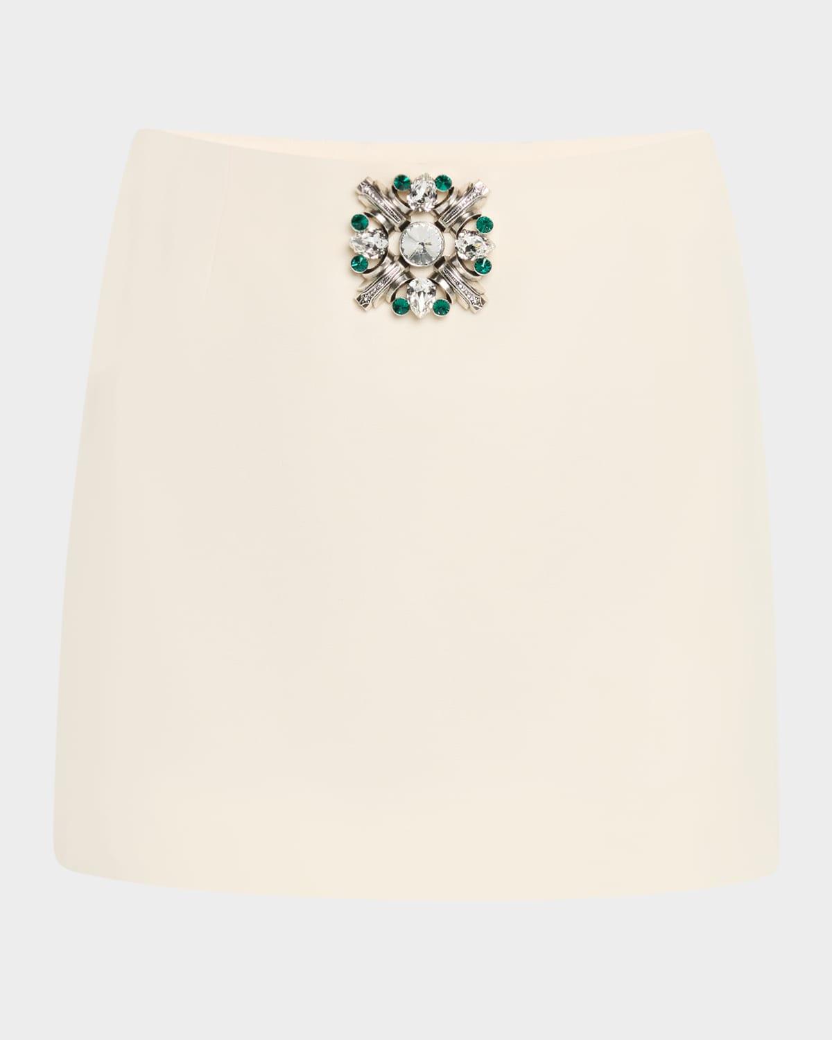 crystal brooch mini skirt
