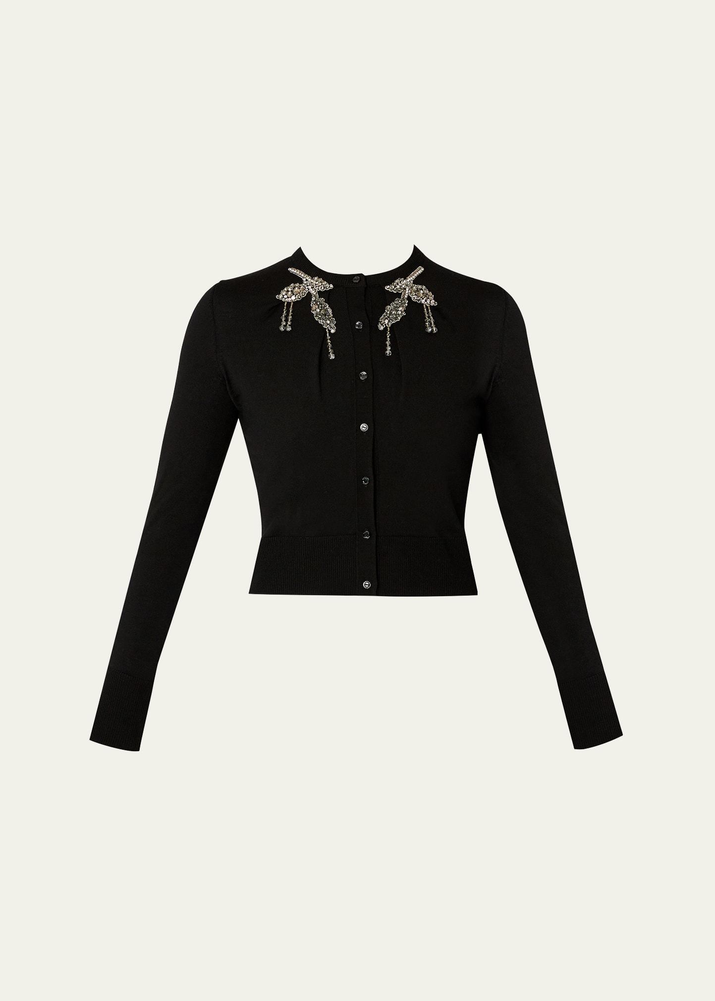 crystal cropped wool cardigan