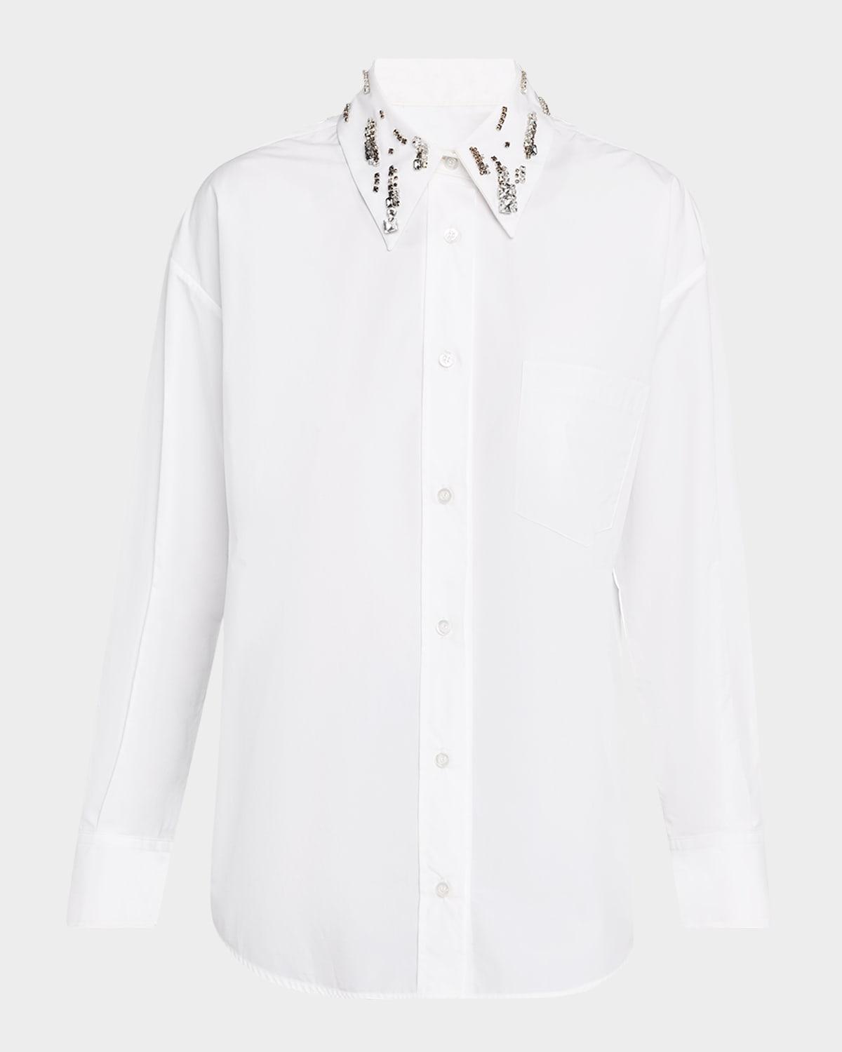 crystal-embellished cotton shirt
