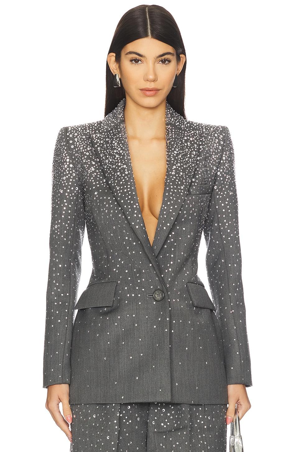 crystal embellished fitted blazer