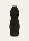 crystal gemstone halter mini dress