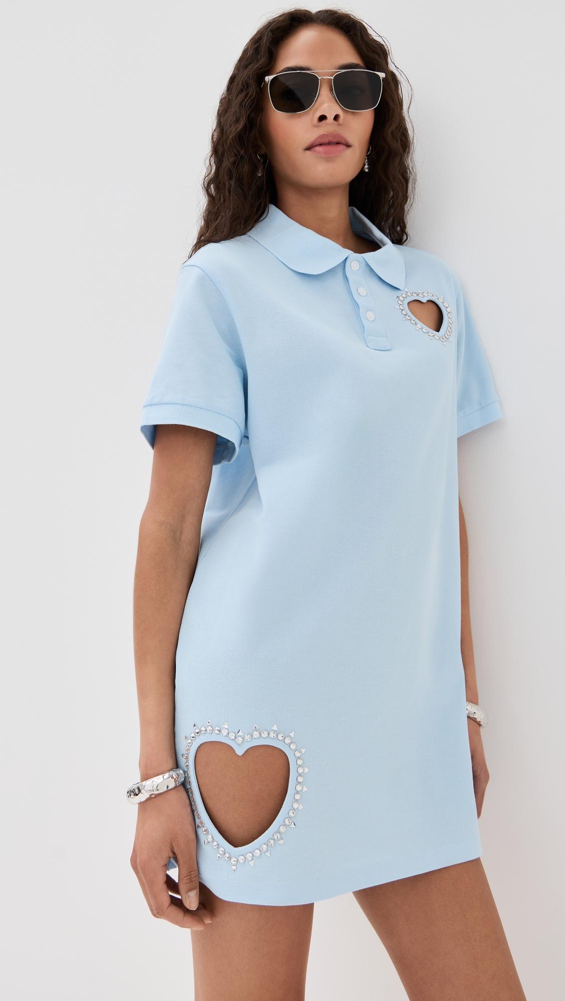 crystal heart cutout polo dress
