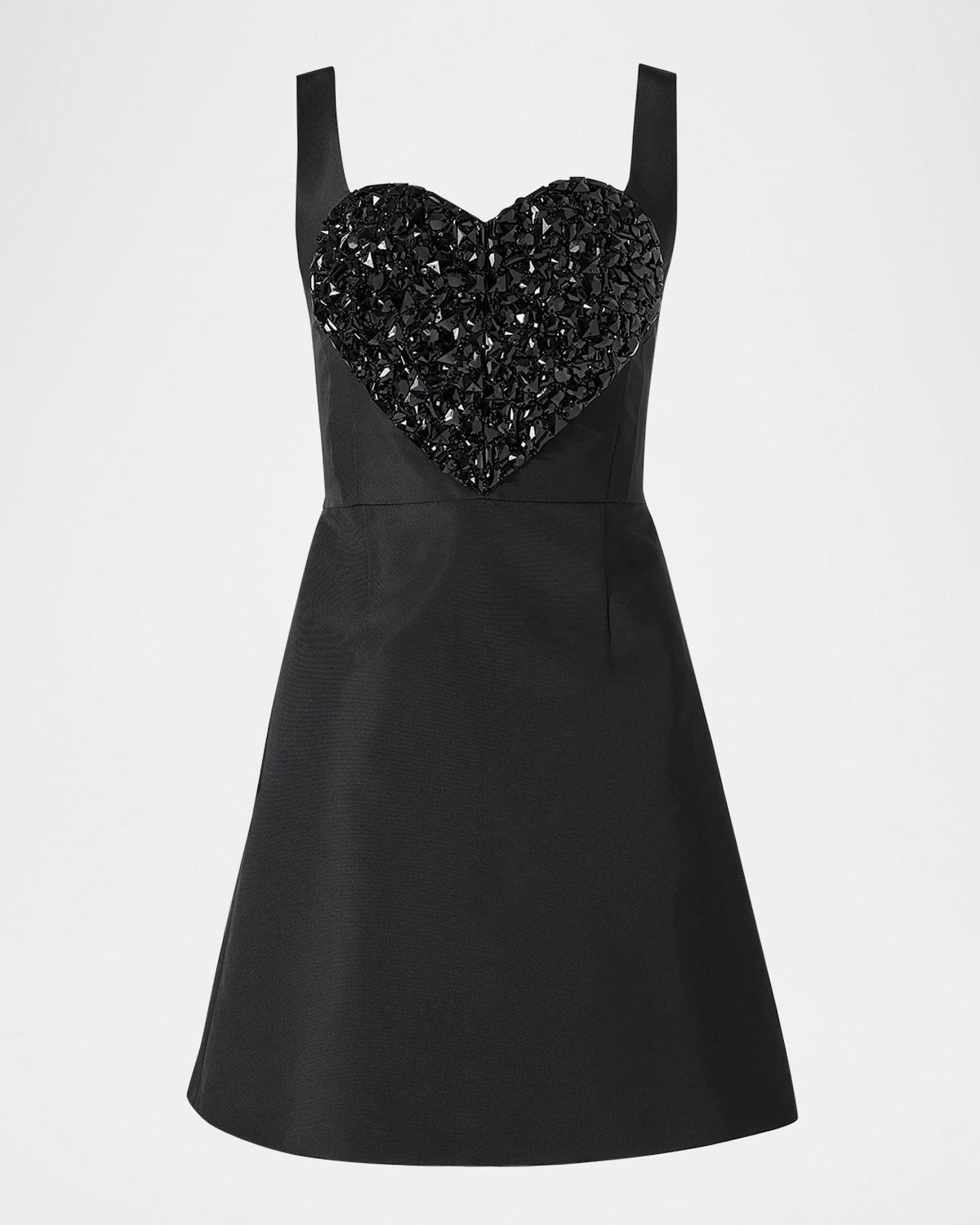 crystal heart sleeveless mini dress