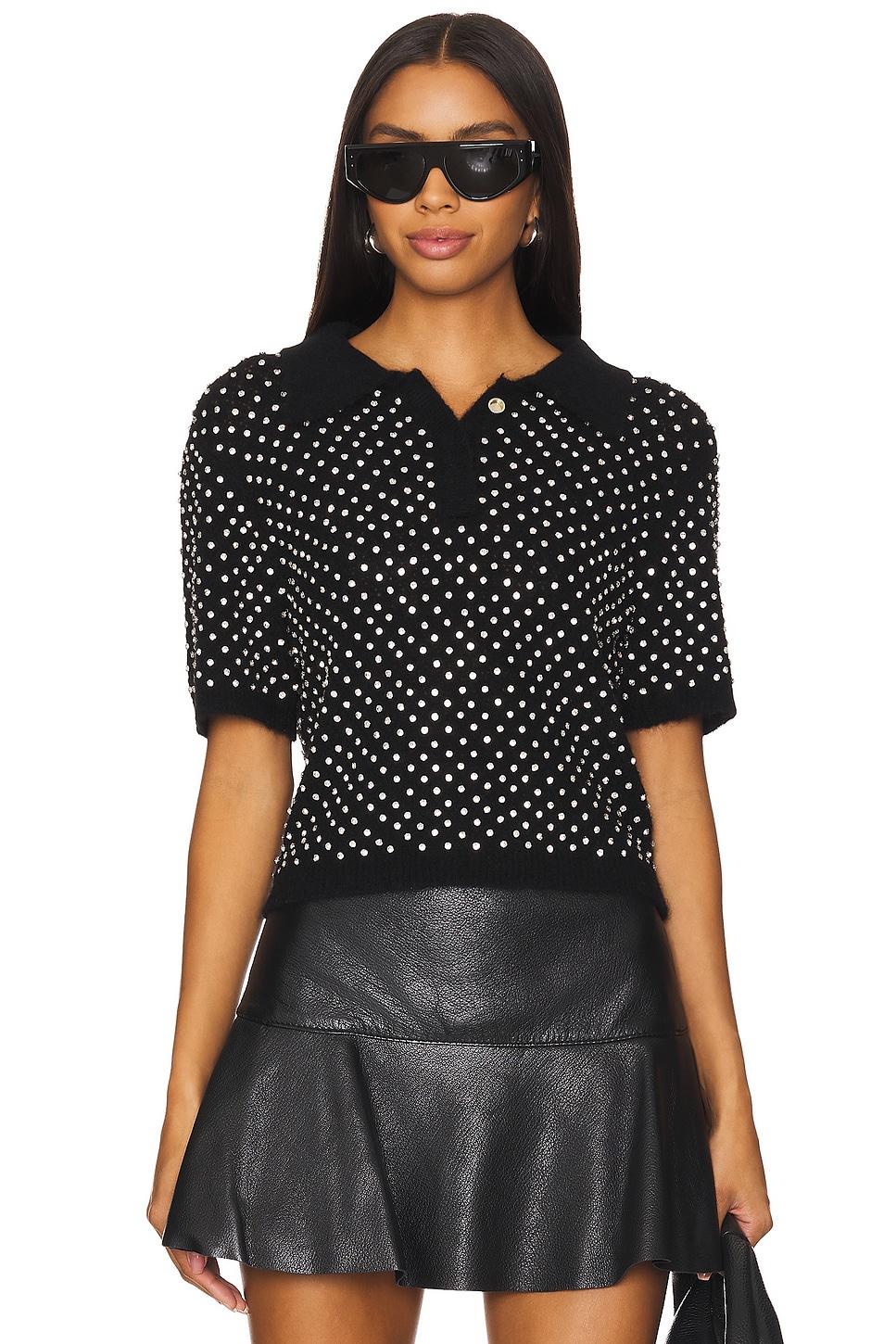 crystal knit polo top