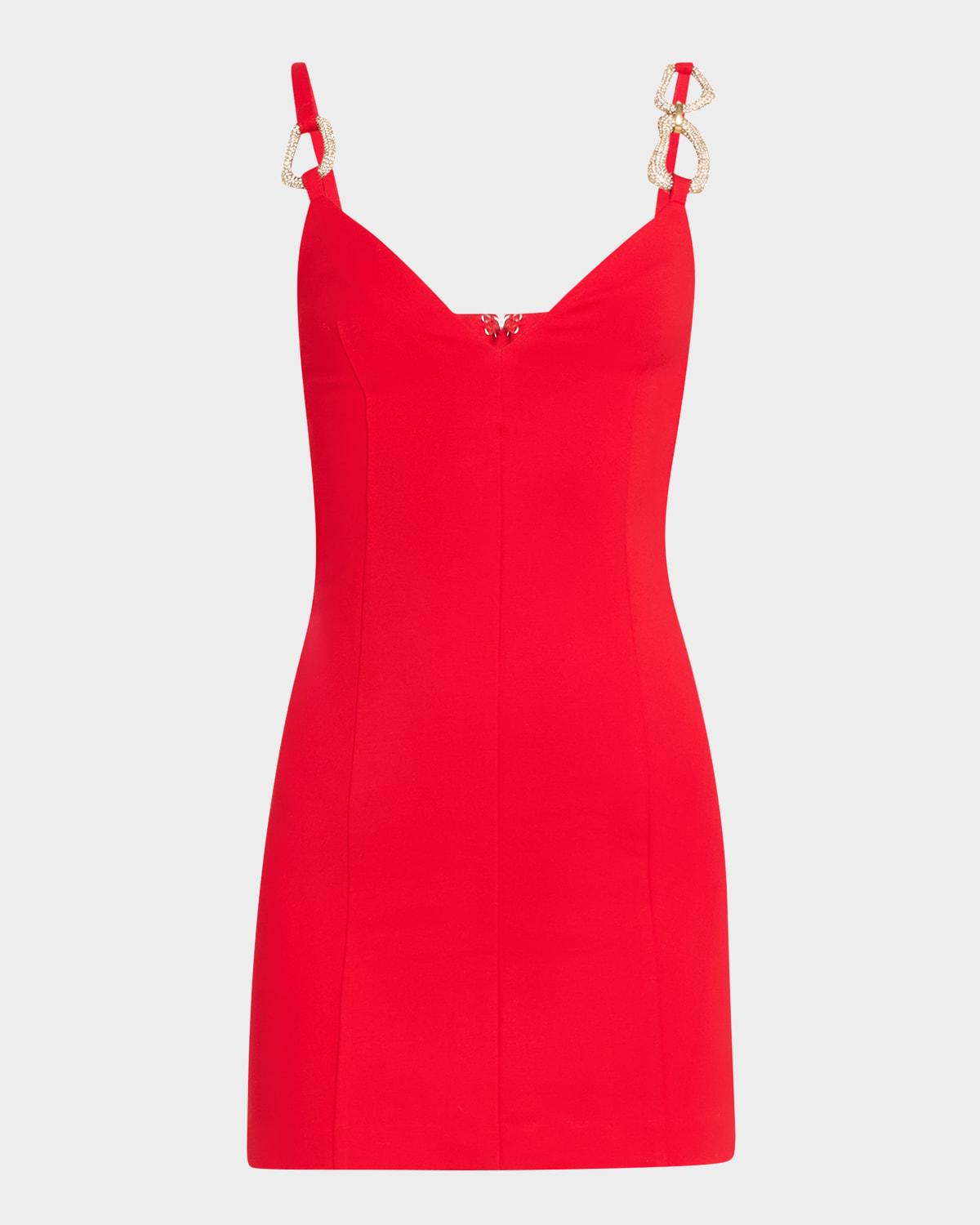 crystal-link strap mini dress