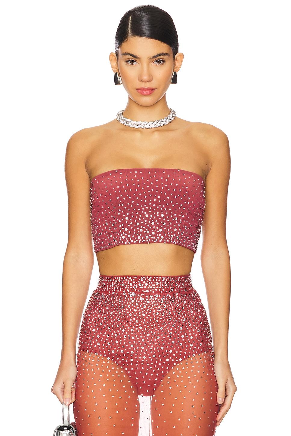 crystal mesh crop top