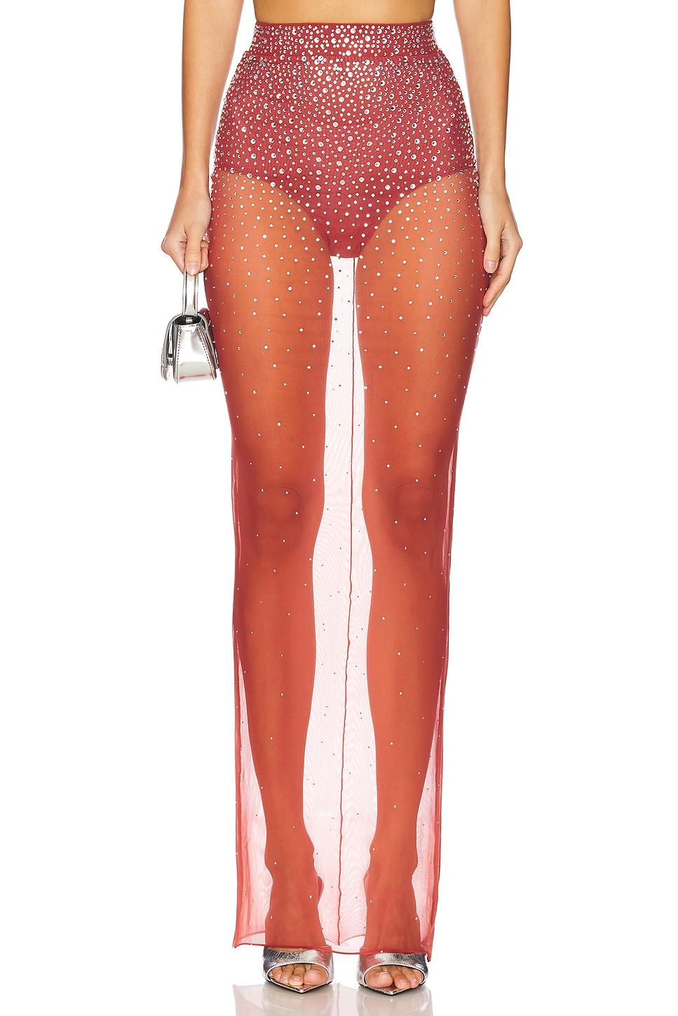 crystal mesh maxi skirt