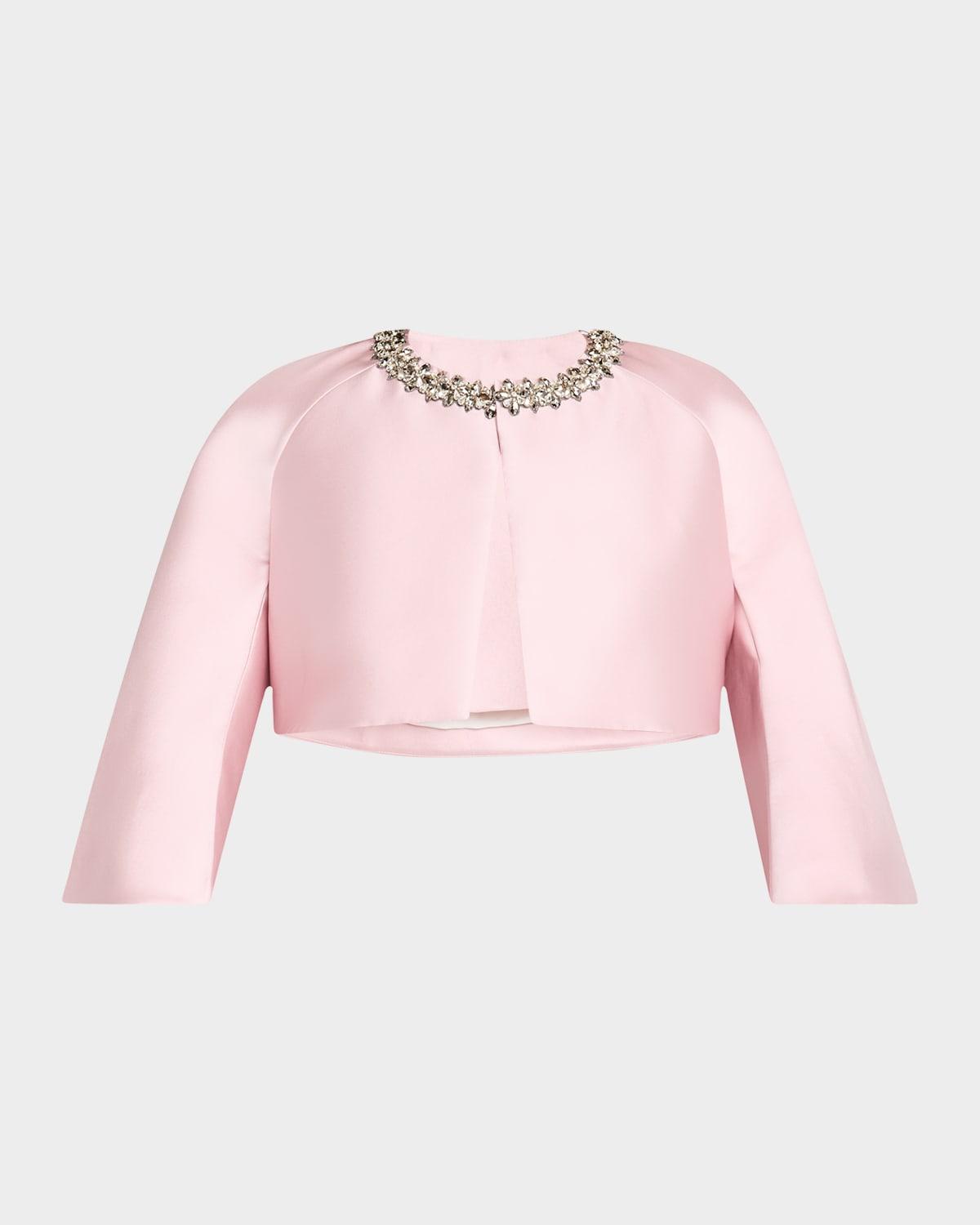 crystal-neck crop bolero jacket