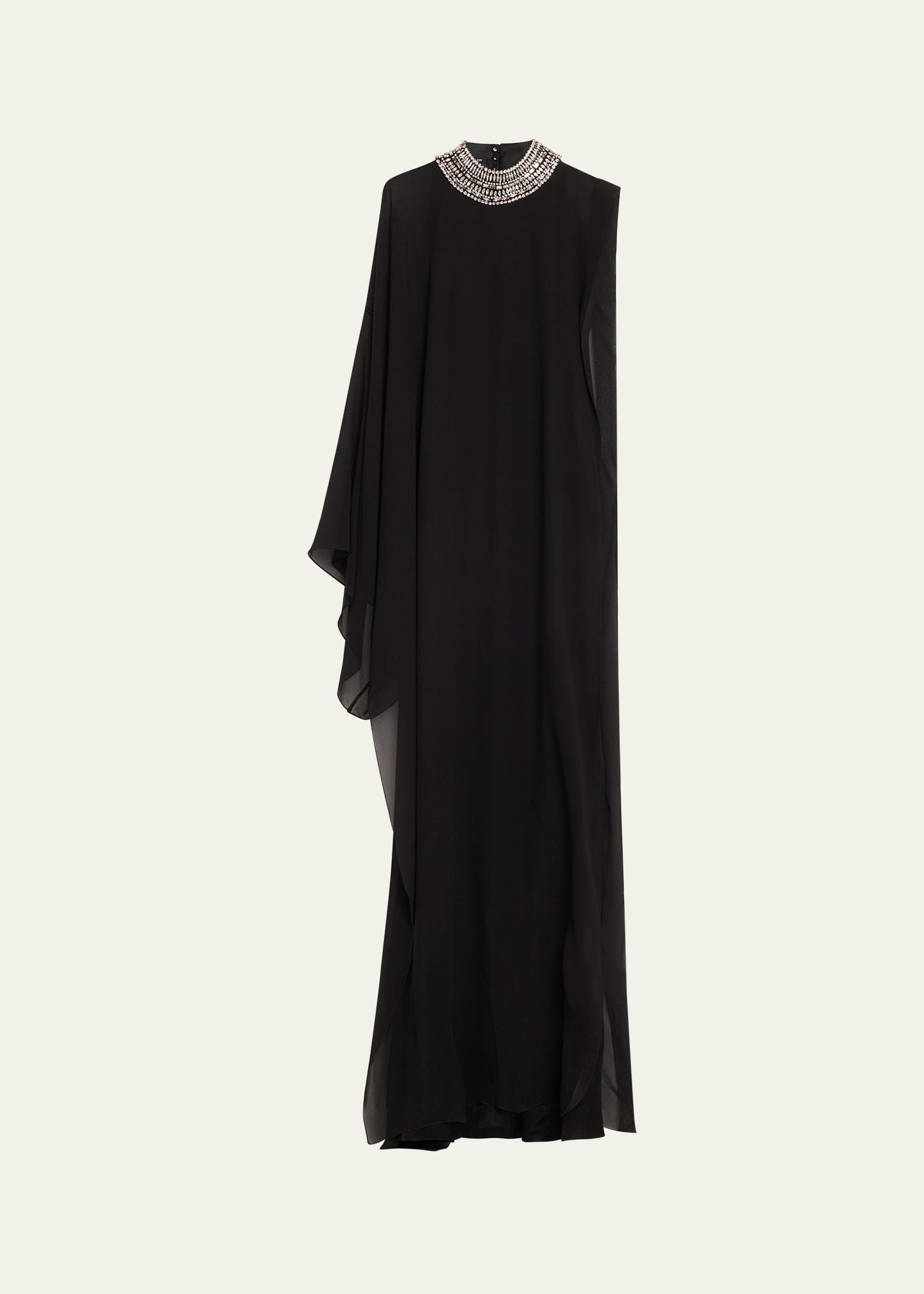 crystal neck poncho slip dress