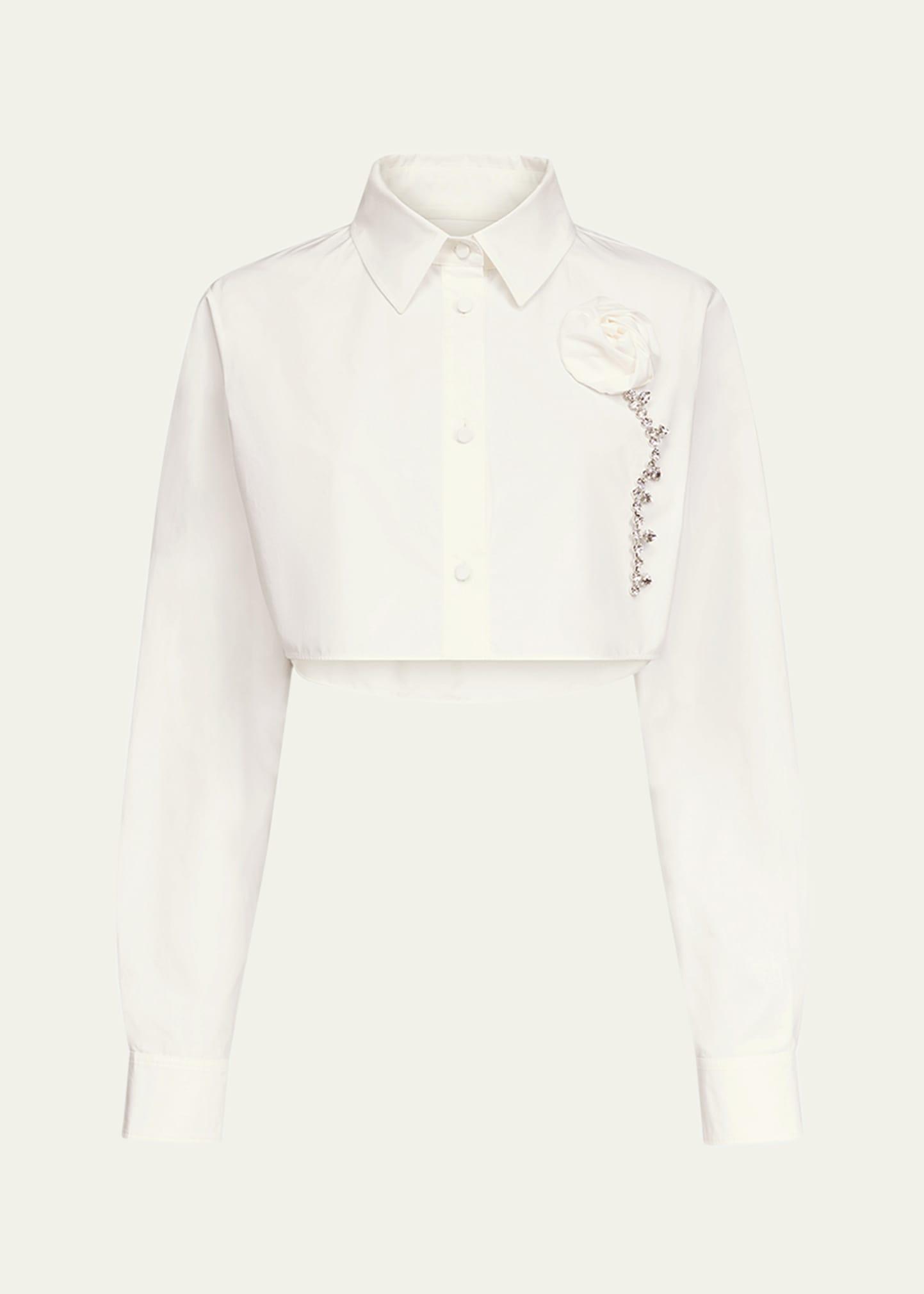 crystal rosette cropped shirt
