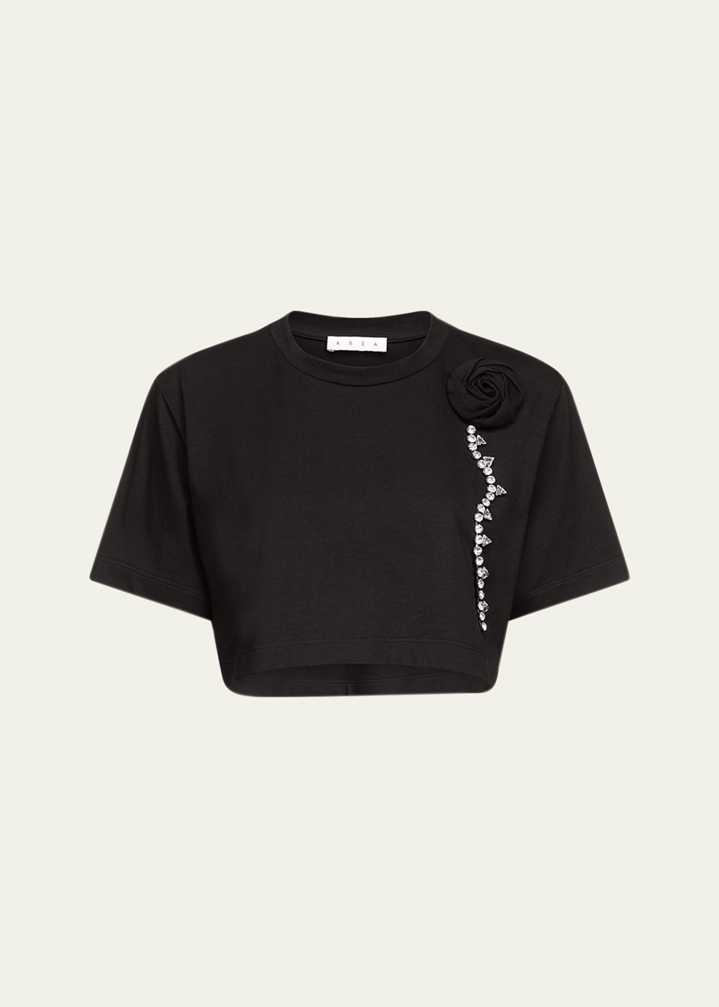 crystal rosette cropped t-shirt