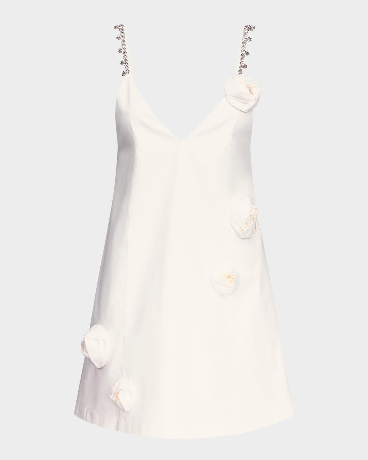 crystal rosette poplin mini dress