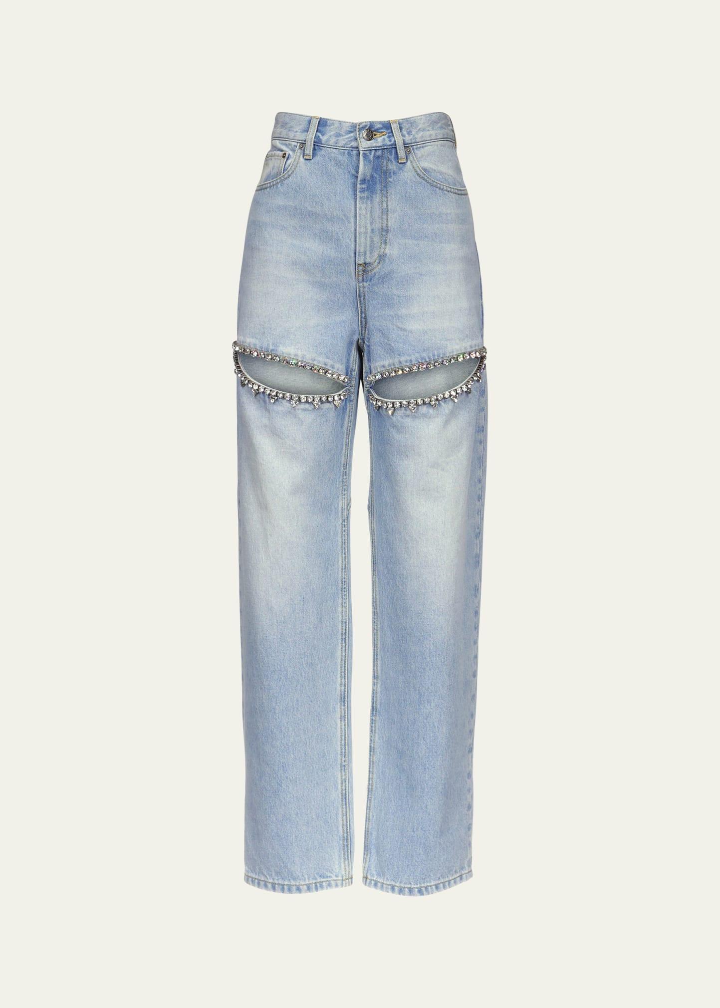 crystal slit jeans