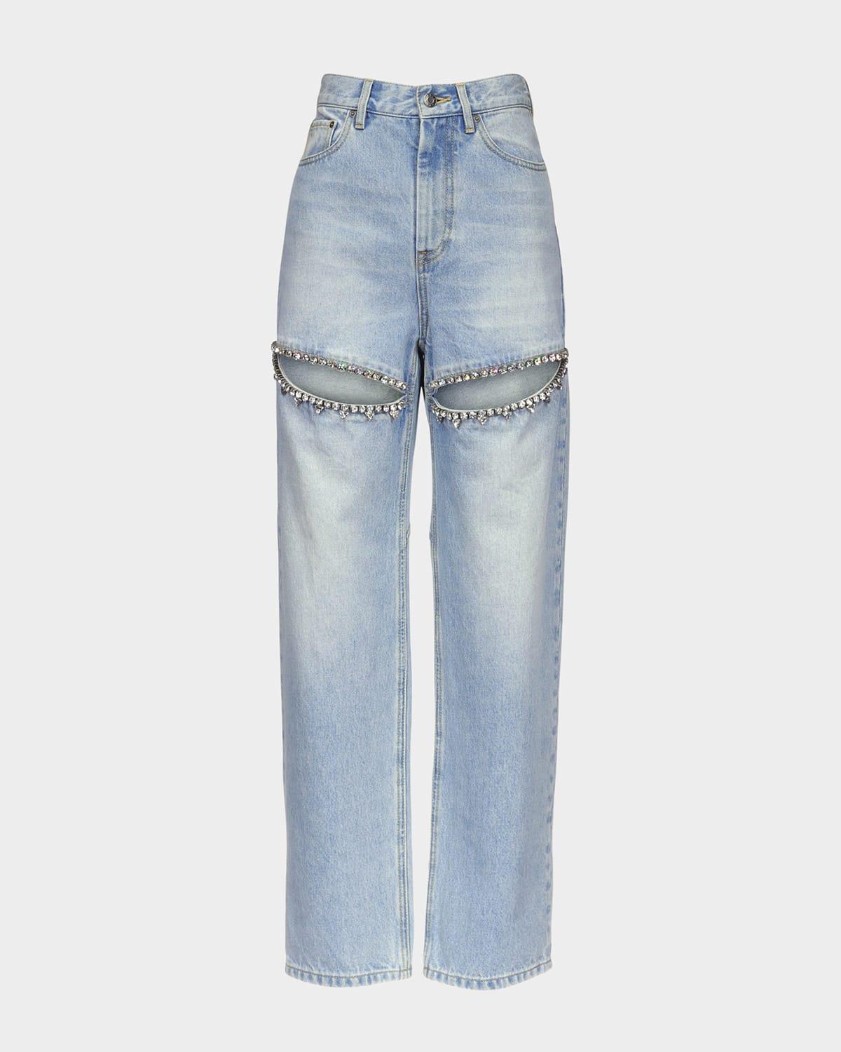 crystal slit jeans