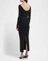 crystal studs long-sleeve knit midi dress