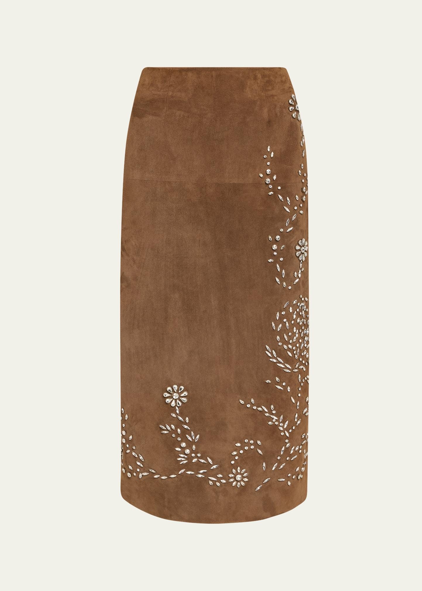 crystal suede pencil skirt