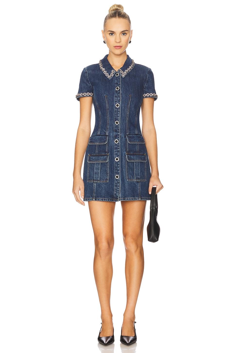 crystal trim collared mini dress